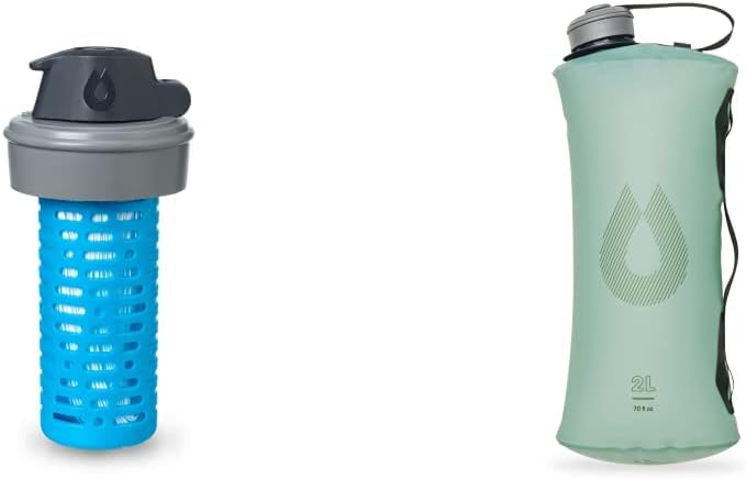 HydraPak Seeker 2L Sutro Green Ultra-Light Water Reservoir for Backcountry Hiking, Camping, and Emergency Preparedness & Compatible 42mm Filter Cap - Water Filtration Accessory