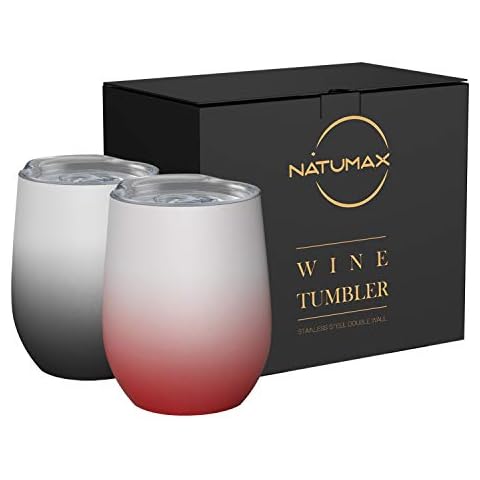 NATUMAX Wine Tumblers with Lid Cover