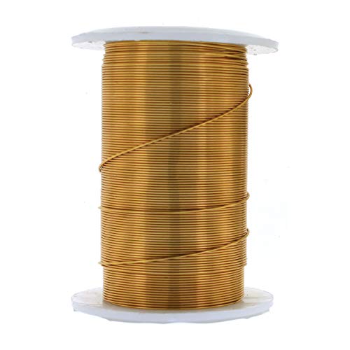 Image of The Beadsmith Wire Elements 24-Gauge Lacquered Tarnish-Resistant Copper Wire for Jewelry Making, 30 Yard, 27.43 Meter Spool (Brass Color)