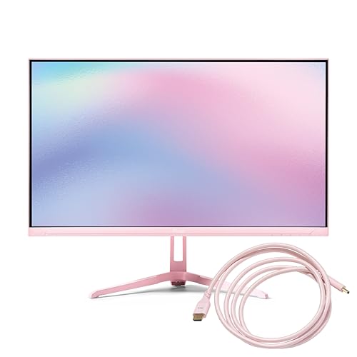Image of Pixio PX246 Wave Pink 24 inch 120Hz 1080p IPS Panel Adaptive Sync Gaming Monitor with Pink HDMI 2.1 Cable Ultra Certified Ultra High Speed 6FT 8K 60Hz 4K 120Hz Nylon Braided