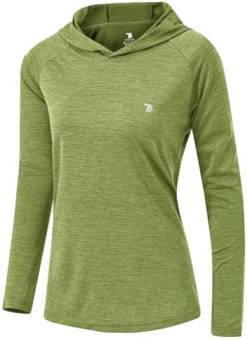 donhobo Damen Sportshirt Laufshirt UV Schutz Funktionsshirt | Leicht, Atmungsaktive, Schnelltrocknend, Langarm, Hoodie Sweatshirts, mit Daumenlöcher für Wandern Yoga Fitness Laufen