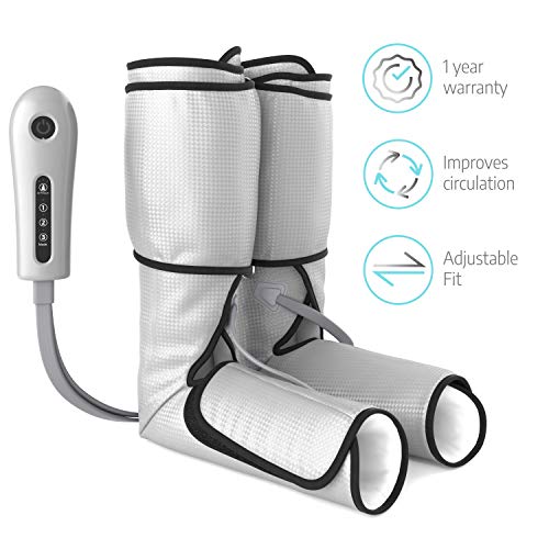 Sedona Leg Massager Circulation Device - Rechargeable Foot Sequential Machine, Calf Neuropathy Massage for Home Use for Calves, Legs, Ankles and Feet for Vein Support â€“ Grey