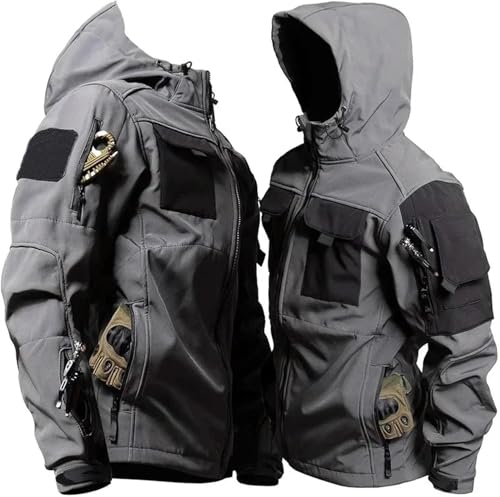 Stafeny Vestes Tactiques pour Hommes, Style Militaire, extérieur, imperméable, Capuche, Coupe-Vent, vêtements de Travail, Soft Shell (FR/ES, Alpha/lettres, TG, Taille normale, Taille normale) – vue 5
