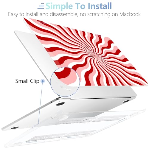 Image of MEEgoodo Case for M5 /M4 /M3 /M2 MacBook Air 13 inch 2026 2025 2024 2022, Fit Model A3449 /A3240 /A3113 /A2681, Case Compatible with MacBook Air 13.6-inch, Red & White Swirl