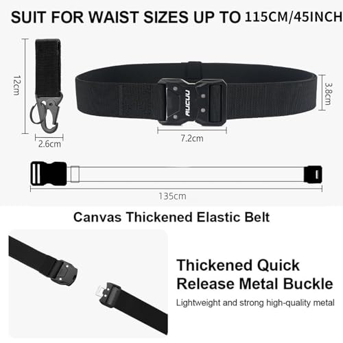 Aucuu Schnellverschluss Taktischer Gürtel, Arbeitsgürtel Herren mit Schnellspanner Metallschnalle, Militär Wandern Arbeitgürtel, Gürtel Nylon Canvas Belt, Herren Belt für Outdoor, Arbeit, Militär
