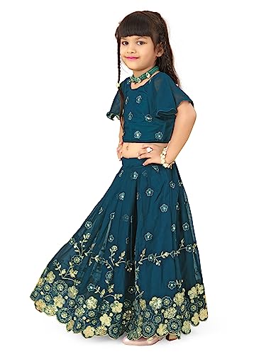 Image of Georgette Embroidered traditional Readymade Lehenga Choli For Kids Grils