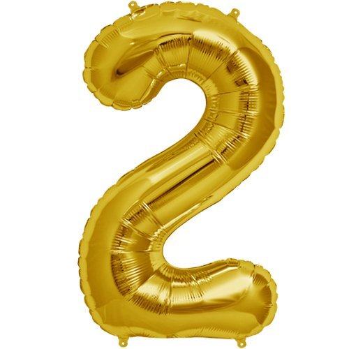 Image of GrandShop 50512 Two Number Foil Toy Balloon 17 inch Inch - Golden