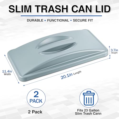 Image of Maxdot 2 Pcs Recycle Bin Lids with Handle for 23 Gallon Slim Trash Can Plastic Recycling Trash Can Lids, Garbage Waste Sorting Lid for Kitchen Classroom Office Outdoor