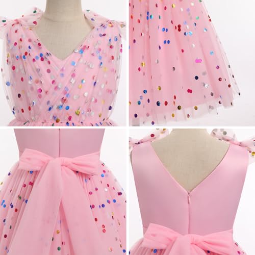 Image of IMEKIS Toddler Kids Girls Butterfly Dress Sparkle Sequins Tulle Wedding Formal Birthday Dresses 2-10T