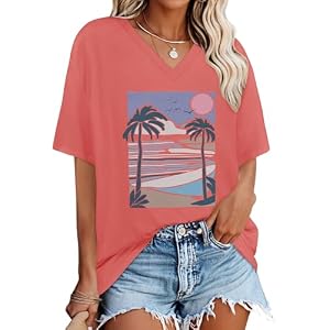 Oversized Tshirts for Women Graphic V Neck Short Sleeve Summer Casual Tops | Rosemia Oversized Graphic Tshirts Soft Lightweight Tees Loose Tops Suitable for All Day Dressing Has Different Pa