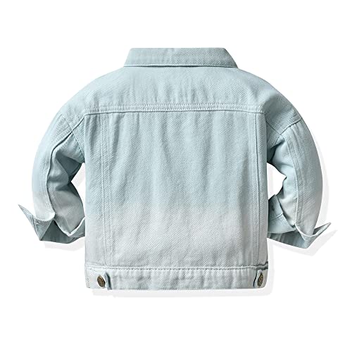 Irsutey Toddler Kid Baby Boys Girls' Gradient Long Sleeve Denim Jacket Button Down Solid Thick Jean Jacket Comfy Coat2