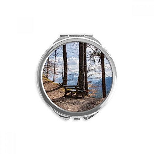 Miroir rond de poche maquillage portable paysage nature sciences forestry ciel blanc multicolore