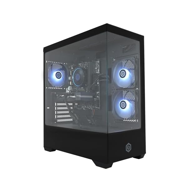 CyberPowerPC Wyvern Gaming PC - AMD Ryzen 5 5500, AMD Radeon RX 9060 XT 8GB, 16GB RAM, 1TB NVMe SSD, 650W 80+ PSU, Wi-Fi, Windows 11, Prism Panoramic RGB Black