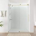 Vanity Art 56-60" W x 76" H Glass Shower Doors with 0.32" Clear Glass Stainless Steel Handle & Anti-jump System, Frameless Single Sliding Shower Door,Brushed Gold
