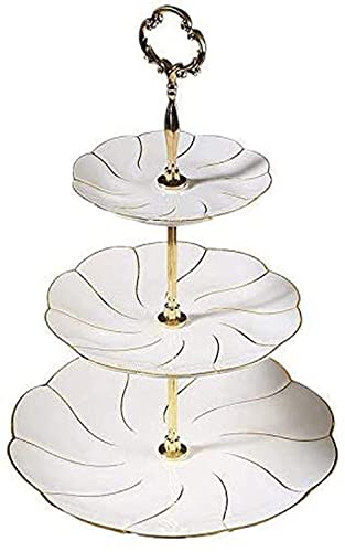 Soporte para Tartas Soporte para Magdalenas Fruteros de cerámica Bandeja de Frutas de Estilo Europeo Plato de Frutas Creativo con Soporte para Magdalenas Desmontable de Gran Capacidad Soporte para