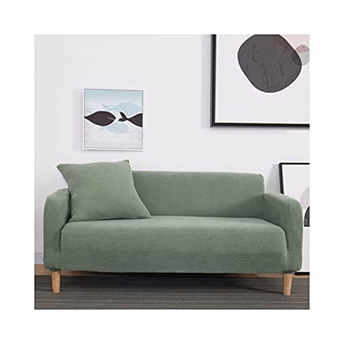 Housse de canapé 3 places vert pur extensible pour grand sofa 190 à 230 cm