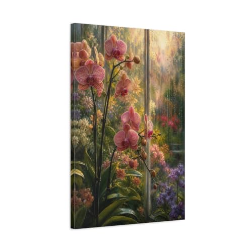 Toile jardin orchidées roses 50x75cm pour effacer le vide de vos murs blancs