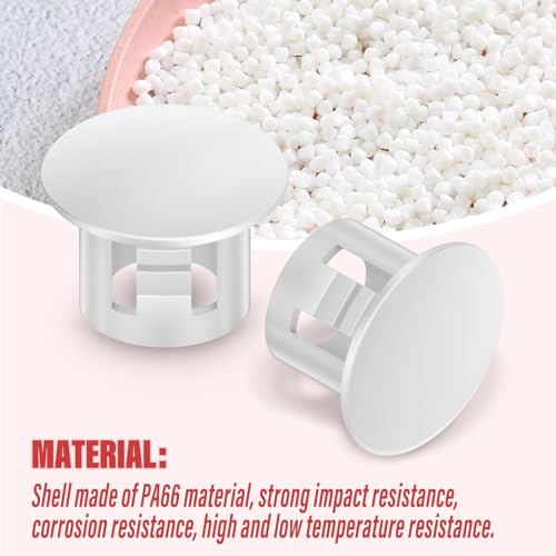 Image of 100PCS 5 /16 inch White Plastic Plugs Hole, Round PA66 Plug Furniture Hole Decorative Cover