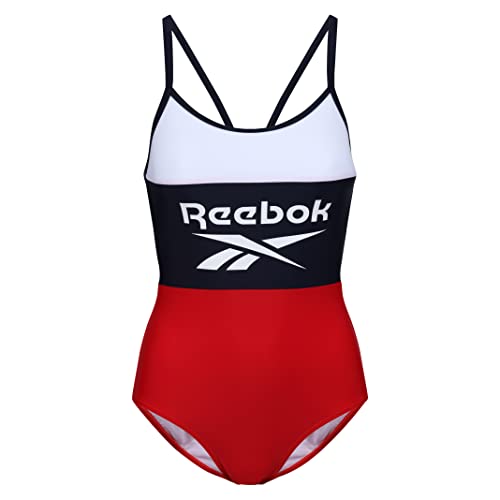 Reebok Maillot de Bain Une pièce pour Femme Blanc/Bleu Marine/Rouge, Vector Navy/Vector Red/White, 40