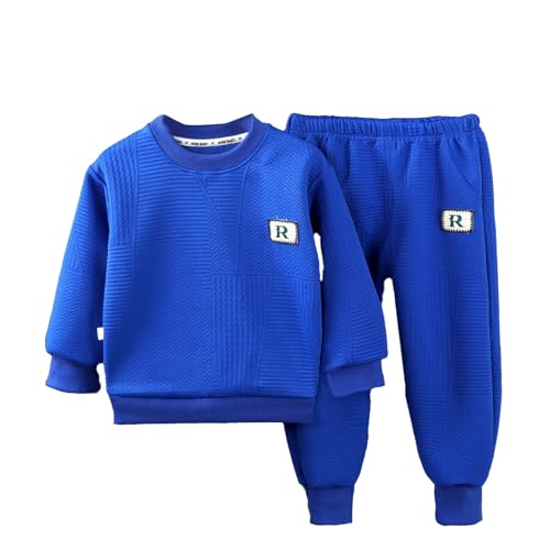 Toddler Kids Boys Girls 2-Piece Outfits Fleece Rib-Knit Sweatshirt Jogger Set Solid Soft Sweater Sweatpants Fall Winter