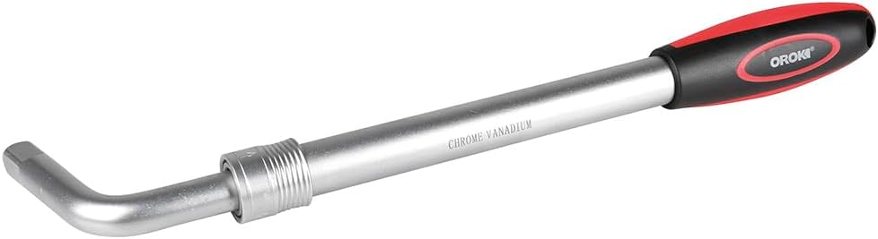OROK - Wheel removal wrench, car wheel removal wrench - Telescopic - From 70 mm to 215 mm - With safety lock - Maximum length: 215 mm - Steel key and plastic handle - Practical