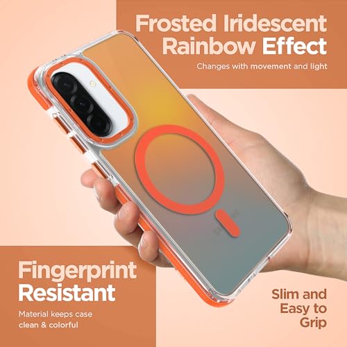 Image of Magnetic Case for Samsung Galaxy A36 5G [Compatible with Magsafe] [Cute Fashion Fluorescent Design] [1 Screen Protector] Slim Translucent Matte Case for Galaxy A36 5G 6.7 inch, Orange