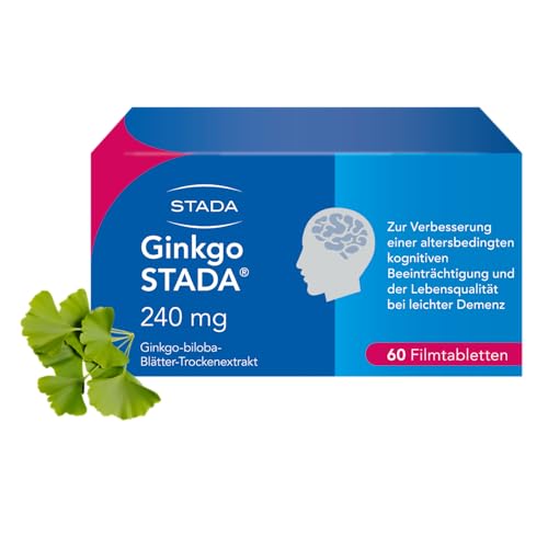 Ginkgo STADA 240 mg Filmtabletten fördert die Durchblutung des Gehirns stärkt Gedächtnis und Konzentration zur dauerhaften Anwendung hohe Extraktqualität 60 Stk