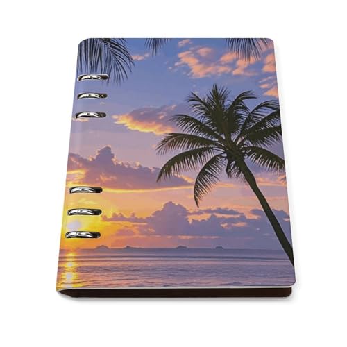Cuaderno recargable A5 de 6 anillas con cubierta duradera de piel sintética y diseño plano