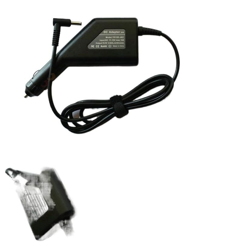 Adaptador DC de coche 19.5V 4.62A para portátiles HP Pavilion M4 14 15 17 clavija azul