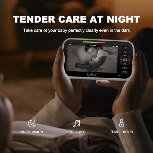 baby monitor with camera and audio- video baby monitor with 960ft long range remote pan-tilt-zoom night vision temperature sensor 2-way talk 8 lullabies 30-hour battery amp no wifi