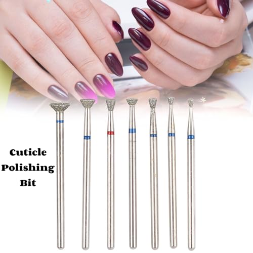 Radiraga Multi-Functional Nail Art Manicure Drill Bits, Nail Drill Bits Set Nail Grinding Head Electric Manicure Grinding Head Tool Nail Polishing Tool, Diamond Sand, 7PCS - Image 2