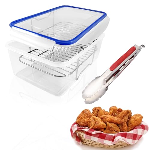HoPliGhe Batter Bowl, Mess Free Breading Shaker Bowl with Lid Flour Sifter for Seasoning Fried Chicken, Fish, Shrimp, Just Flip