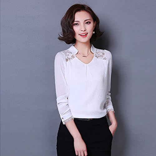 New Fashion Women Chiffion Blouse Top Office Lady White Elegant T-shirt Sexy Women Clothing