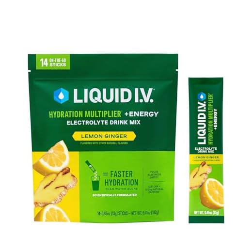 Liquid I.V. Energy Multiplier | Energy Powder Drink Sticks | Matcha and Green Energy Blend Drink Mix | Natural Caffeine | Easy Open Single-Serving Stick | Non-GMO | Lemon Ginger | 14 Sticks