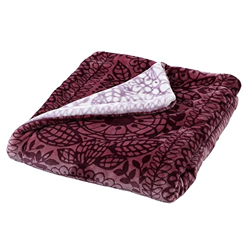 西川 リバーシブル ハーフケット フィンレイソン タイミ 洗える ヘムがなくスッキリ なめらかな肌触り しっかり暖か FI8651 ワイン FQ71505058162