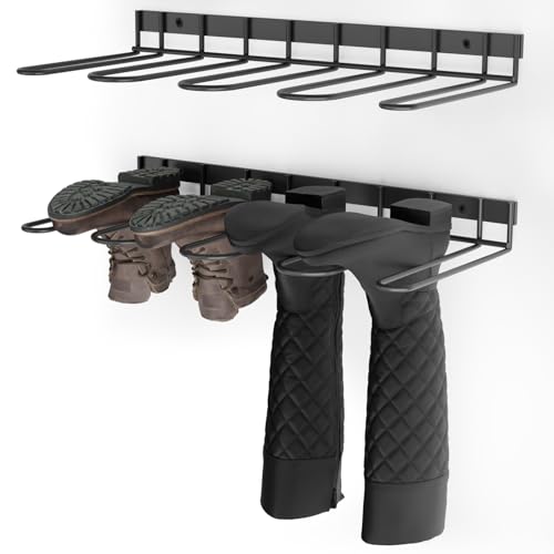 Support Mural pour Bottes en Caoutchouc pour 4 Paires – Rangement Chaussure Mural en Métal Robuste pour Bottes Hautes, Intérieur et Extérieur, Support de...