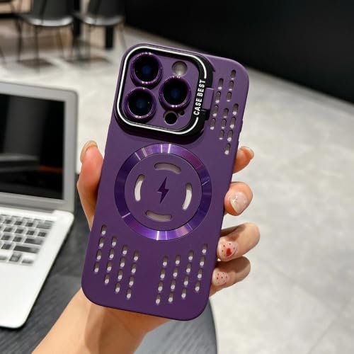 Coque magnétique iPhone 15 Plus violette à support pour vos appels vidéo nomades
