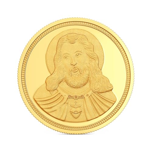 Image of Joyalukkas 22K (916) Purity Gold Coin | Yellow Color | Round Shape | Jesus Christ Design.