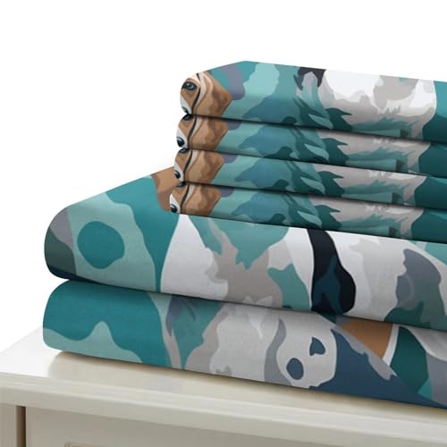 Funda nórdica de perro 3D microfibra suave matrimonio 200x200 cm con fundas almohada juego 7