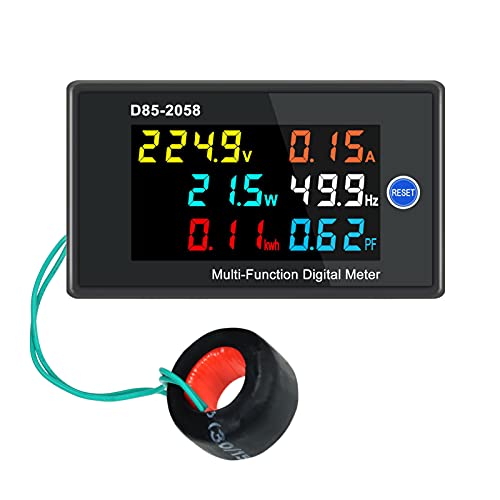 Sanfoelek - Medidor digital monofásico multifunción con pantalla LCD, voltaje de CA, frecuencia de potencia, frecuencia de potencia eléctrica, medidor de factor de potencia
