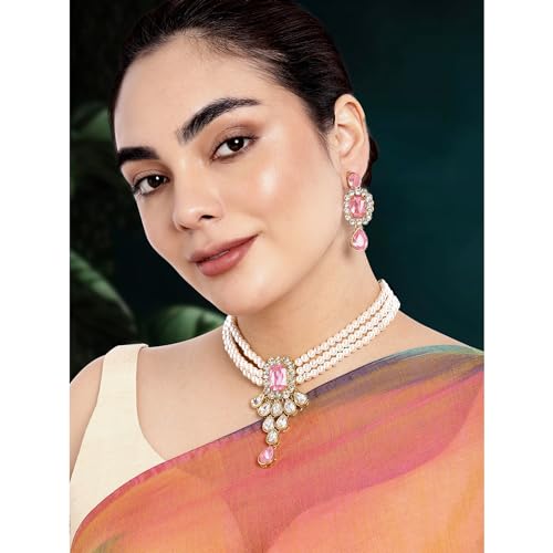 Image of Peora Crystal Faux Pearl Jewellery Gift Set for Women