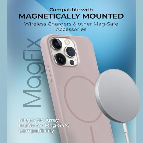 Image of iPhone 13 Pro Max Silicone Magsafe Case | Shock Proof Design & Camera Protection | Premium Rubberised Apple iPhone 13 Pro Max Cover (Microfiber Lining) | Magnetic Liquid Silicone - Pink