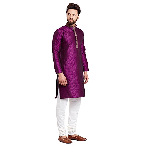 Sojanya (Since 1958 Men'S Emerald Green Jacquard Silk Kurta & Churidaar Pyjama3