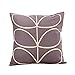 Lieson Funda de cojín decorativa, 1 funda de cojín para sofá, 18 x 18 x 45 cm, diseño de hojas simples para exteriores, color gris, morado, lino