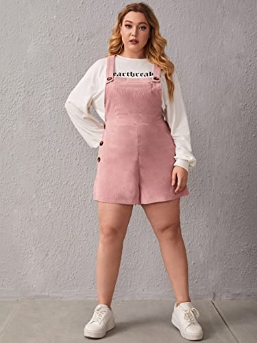 Milumia Women Plus Size Shorts Romper Corduroy Straps Criss Cross Suspender Overall Jumpsuit Pink 5X-Large Plus #TOP1
