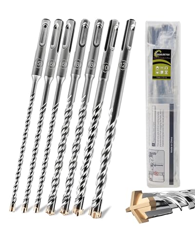 SANLEETEK Forets Béton SDS PLUS - 7PCS 160mm Forets à Marteau Forets SDS Plus Foret à Pierre pour Maçonnerie Brique Granit Bloc de Béton Diamètre 5/6 * 2/8 * 2/10/12mm