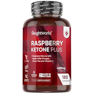 Raspberry Ketone Plus 4280mg – with Apple Cider Vinegar, Vitamin C, Caffeine & Green Tea – 180 Capsules (3 Months Supply) – Vegan, Keto & Low Carb Diet-Friendly Raspberry Ketones Supplement