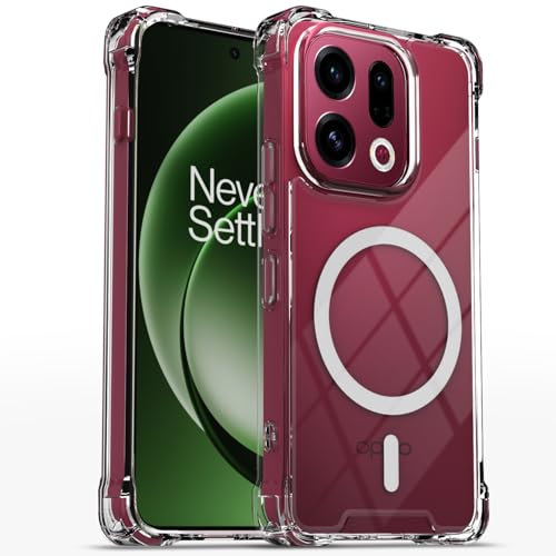 Image of Amazon Basics Back Cover for Oppo Find X9 5G Mag-Safe Shockproof PC + TPU Protective Case Magnetic Support Bumper Case (Transparent Mag-Safe)