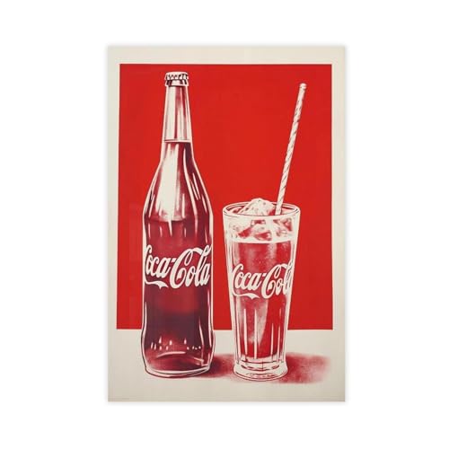 Poster sur toile vintage Coca-Cola Coca - Décoration de chambre à coucher, bureau, chambre - Cadeau - 30 x 45 cm