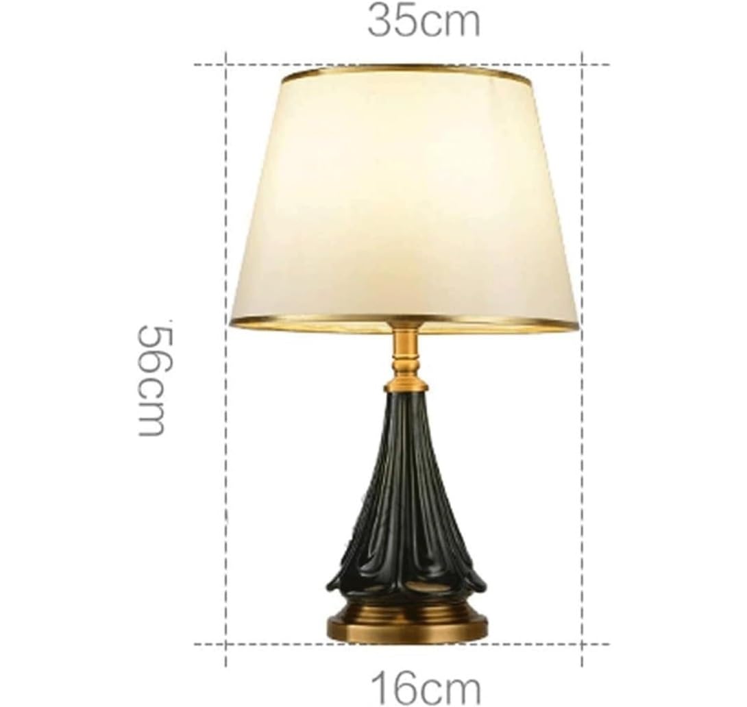 Lampa stołowa Lampa nocna Ceramiczna Lampa biurkowa Abażur z tkaniny Metalowa podstawa Nowoczesna szafka nocna (Kolor: Rozmiar A Ściemniacz Sw